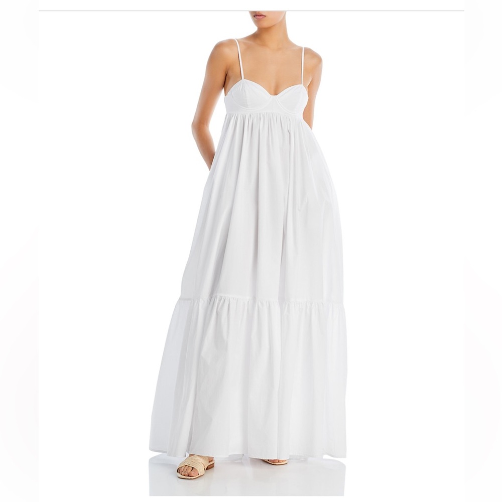 AQUA & Kristopher Brock Cotton Poplin Cutout Back Maxi Dress